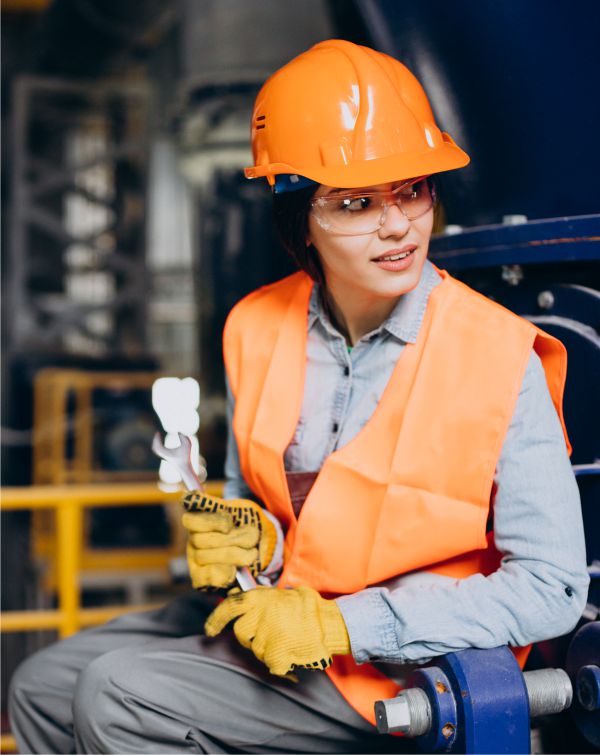 image of a female worker inside a factory workshop